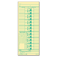 Tops Tijdkaarten Wekelijks enkelzijdig genummerd 3-1/2"""" x 9"""" Manila Green Print 500 stuks (1252)
