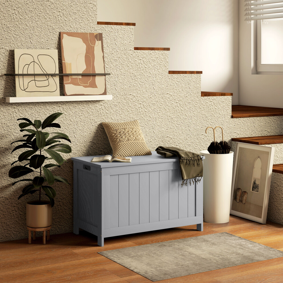 HOMCOM Storage Chest with 2 Safety Hinges, Storage Bench for Living Room