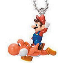 Super Mario Galaxy 2 Gashapon 1,5" Nyckelringar - Mario på Röd Yoshi