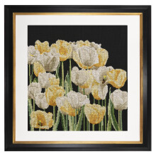 Thea Gouverneur - Kit Cross Cross Cross - Lalele - AIDA Black - 14 Count - Kit de broderie pentru adul?i - Fire de broderie DMC ?i alte provizii