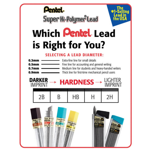 Pentel ?pa????? Pentel Super Hi-Polymer, S????a? 0,5 mm 2B ?e 12 apa????? 2