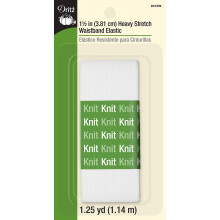 El   stico resistente para cintura, 1-1/2"" x 1-1/4yd, color blanco