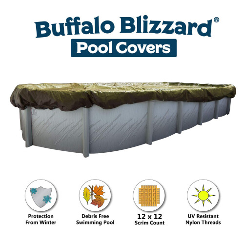 Capa para Piscina Elevada Buffalo Blizzard 12 x 18 ft Oval | Reversível Tan/Prata 1
