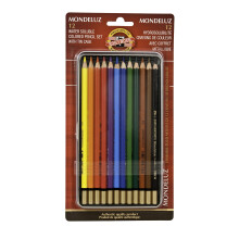 Koh-I-Noor Mondeluz Aquarelle Watercolor Pencil Set 12 Assorted Colored Pencils in Tin & Blister-Carded (FA3722.12BC)