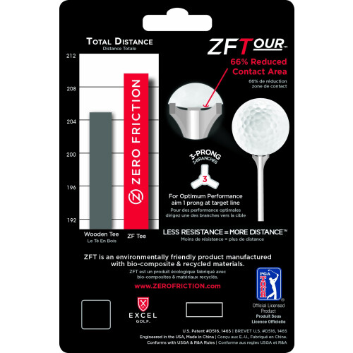 Zero Friction Tour 3-Prong Golf Tee (3-1/4 tum, Vit, 30-pack) 1