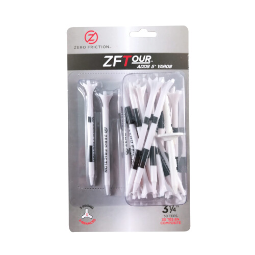Zero Friction Tour 3-Prong Golf Tee (3-1/4 tum, Vit, 30-pack)