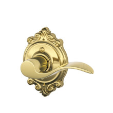 SCHLAGE Accent Lever with Brookshire Trim NonTurning Lock in Bright Brass  Right Handed