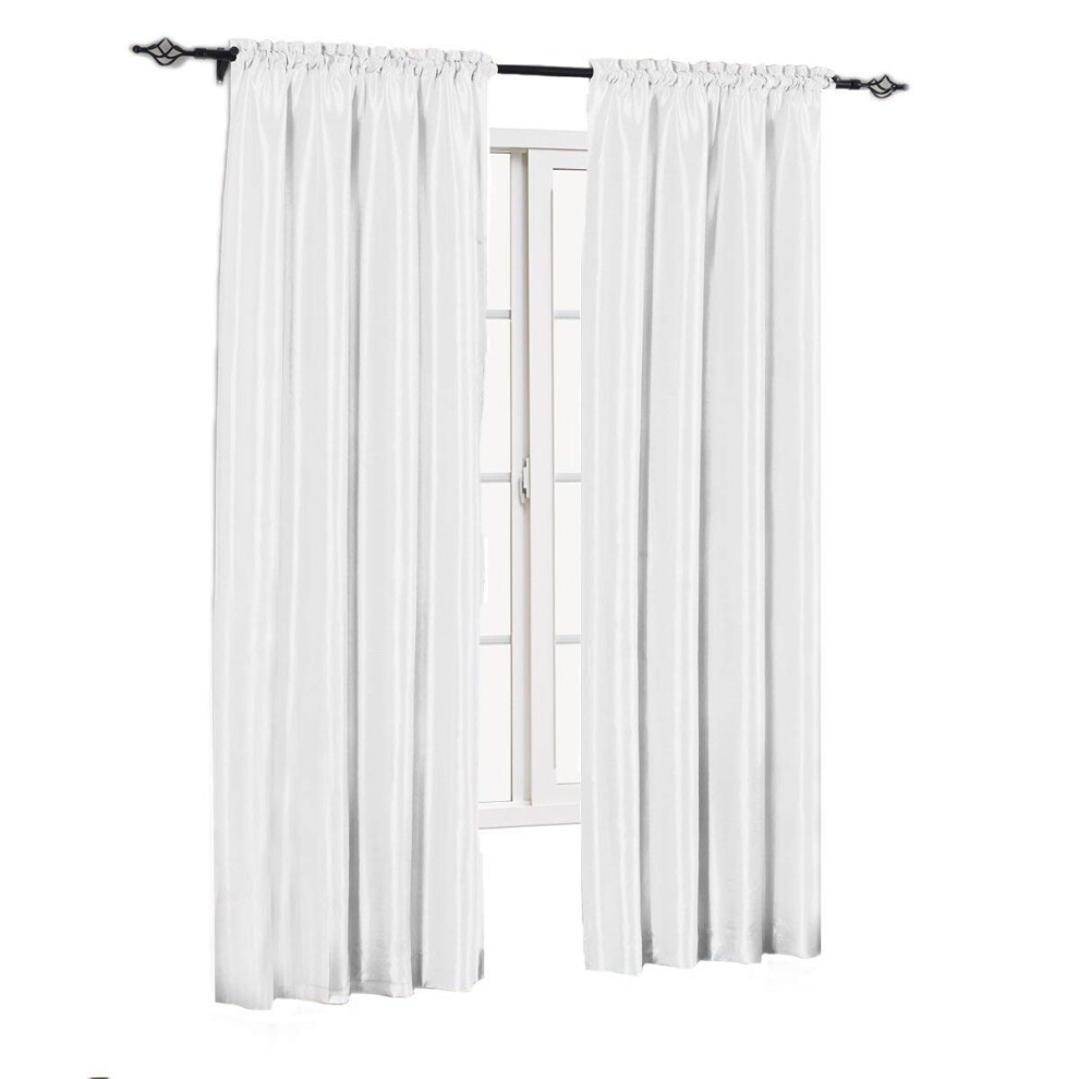 sheetsnthings Soho Faux Silk  84-Inch Wide x 108-Inch Long  Polyester  Set of 2 Curtain Panels  White-image-OPC-PFNQWTG-NEW