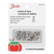 Dritz 90-1-65 Hook & Eye Closures Nickel Size 1 14-Count