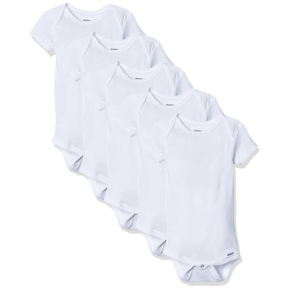 Gerber Baby 5-Pack Onesies Bodysuits  Solid White  Newborn