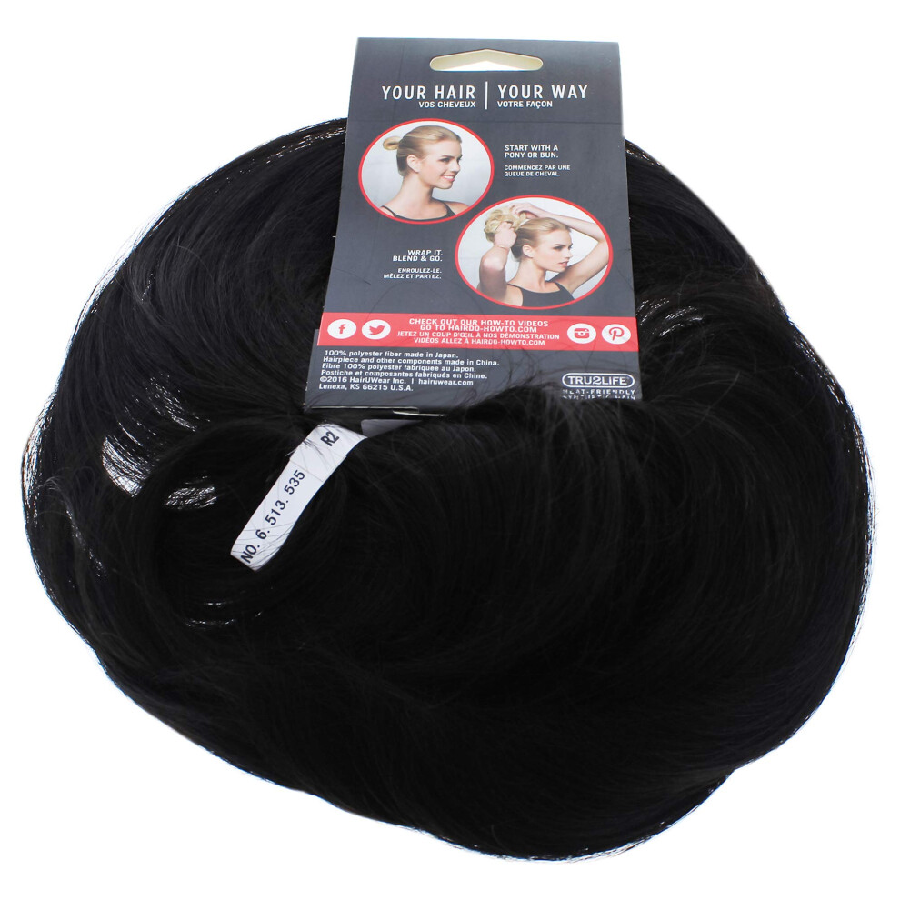 Penteado Style-A-Do/Mini-Do Duo Pack Color R2 Ebony - Hairdo Set Of 2 Hair Wraps Tru2life Heat Friendly Synthetic Formal Updo Bun Hairpiece