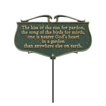 Whitehall Products The Kiss of The Sun Garden Poem Sign GreenGold Aluminum