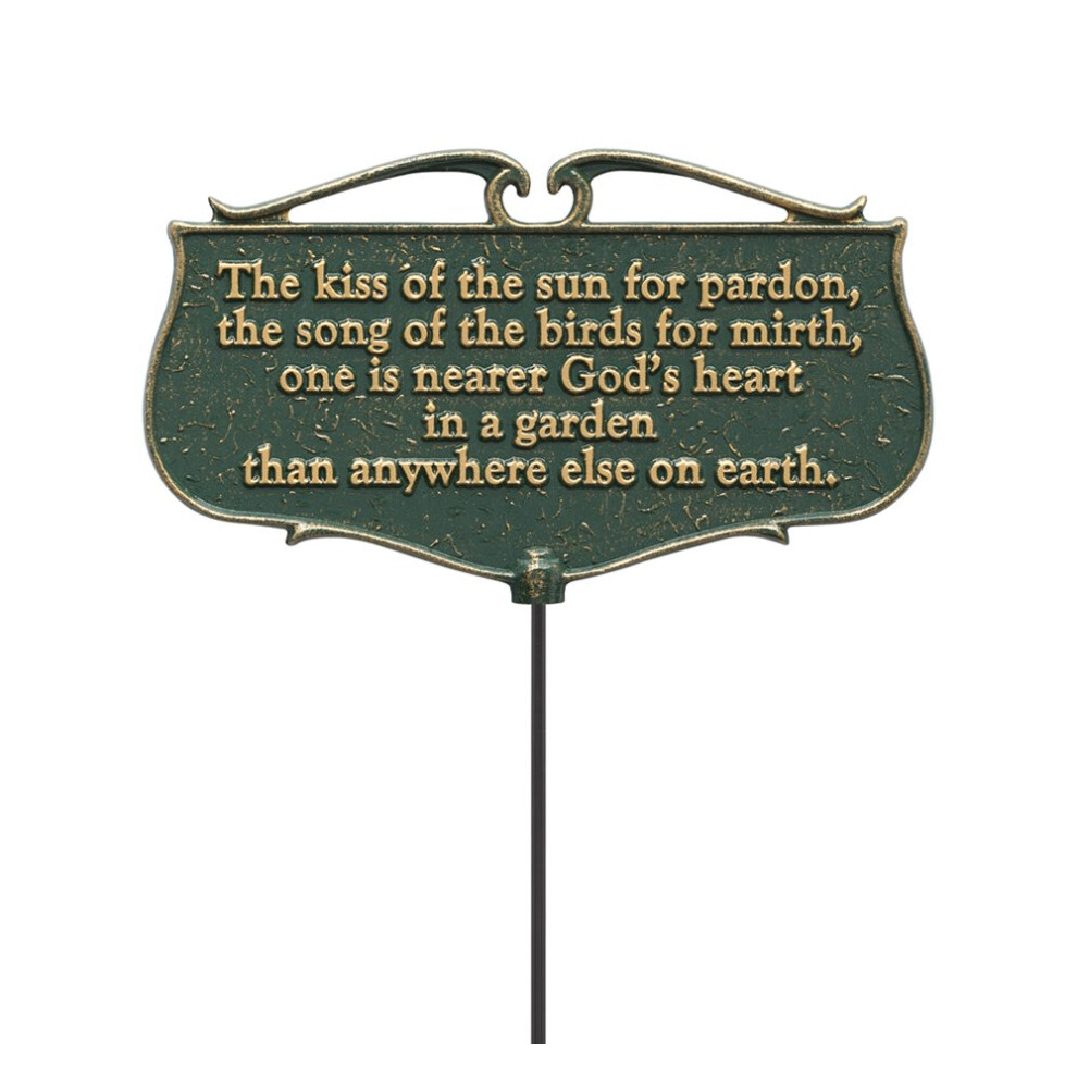 Whitehall Products The Kiss of The Sun Garden Poem Sign  GreenGold  Aluminum