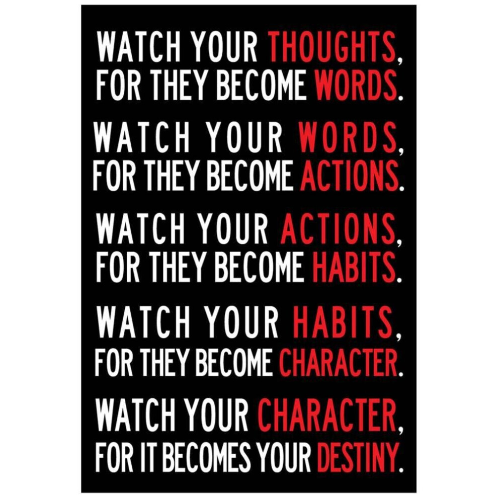 ArtEdge Watch Your Thoughts Motivational Poster Print 13x19 in Living Room