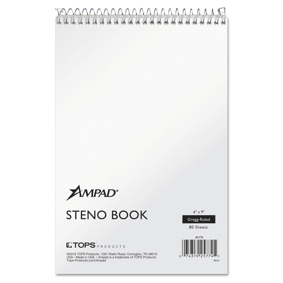 Ampad 25774 Steno Book  Gregg Ruled  80 Shts  6-Inch x9-Inch   White-image-OPC-PG2FC9F-NEW