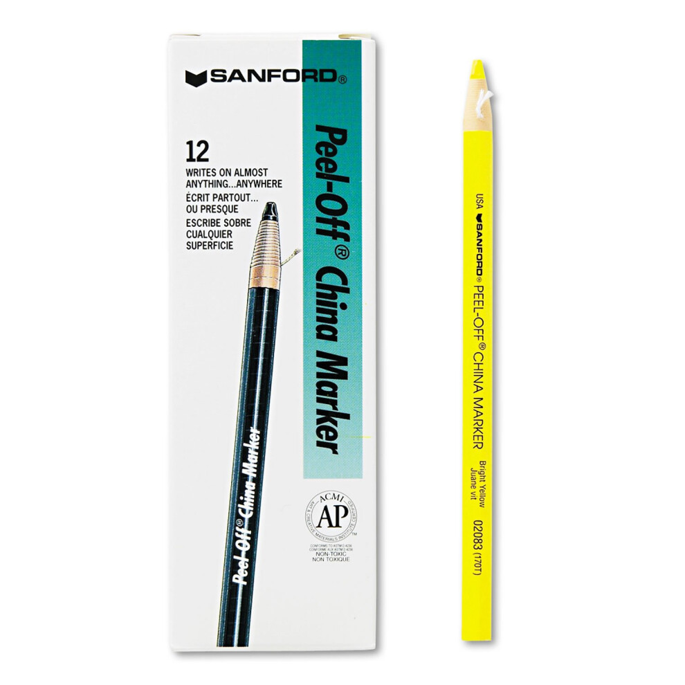 Sharpie 2083 Peel-Off China Markers Yellow Dozen
