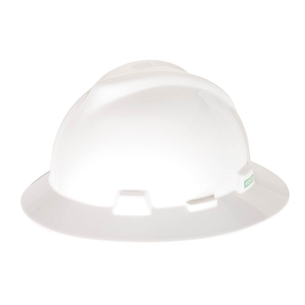 Photos - Safety Equipment MSA 475369 V-Gard Full-Brim Hard Hat With Fas-Trac III Ratchet Suspension | Polyethylene Shell Superior Impact Protection Se