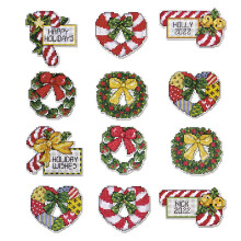 Kit di decorazioni a punto croce per ghirlande natalizie Design Works Crafts, 2-1/2"""" x 3"""" ciascuno