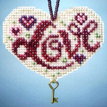 Love Beaded Counted Cross Stitch Charmed Ornaments Kit Mill Hill 2013 I Love MH163106