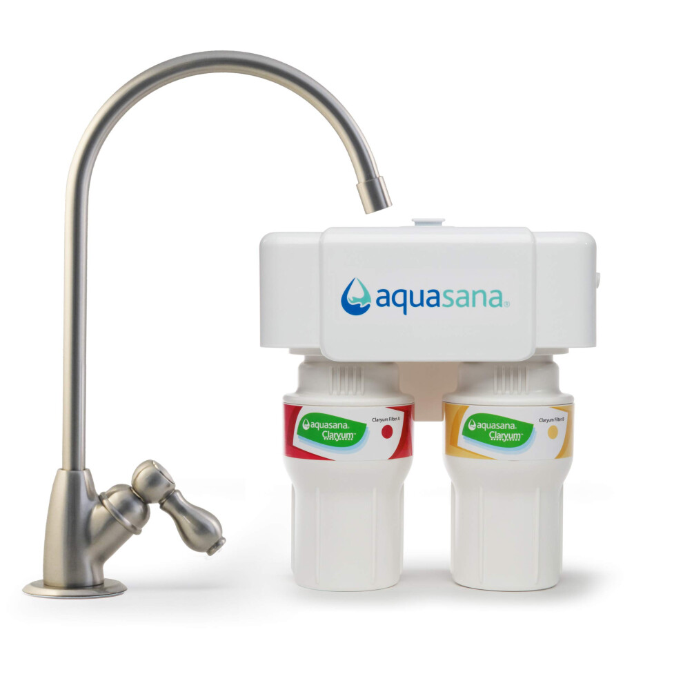 Aquasana 2-Stage Under Sink Water Filter System - Kitchen Counter Clar