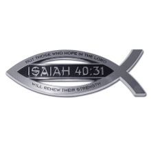 Christian Fish Esajas 40:31 Vers Chrome Auto Emblem