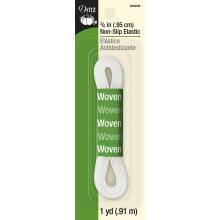 Dritz 9350W El   stico tejido antideslizante con reverso afelpado, blanco, 3/8 de pulgada por 1 yarda