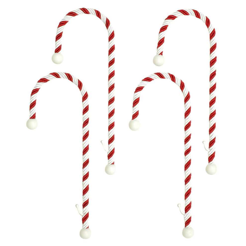 Porte-chaussettes en forme de canne     sucre Haute Decor (lot de 4 rouges et blancs classiques) - Cintre l   ger pour bas de No   l pouvant supporter