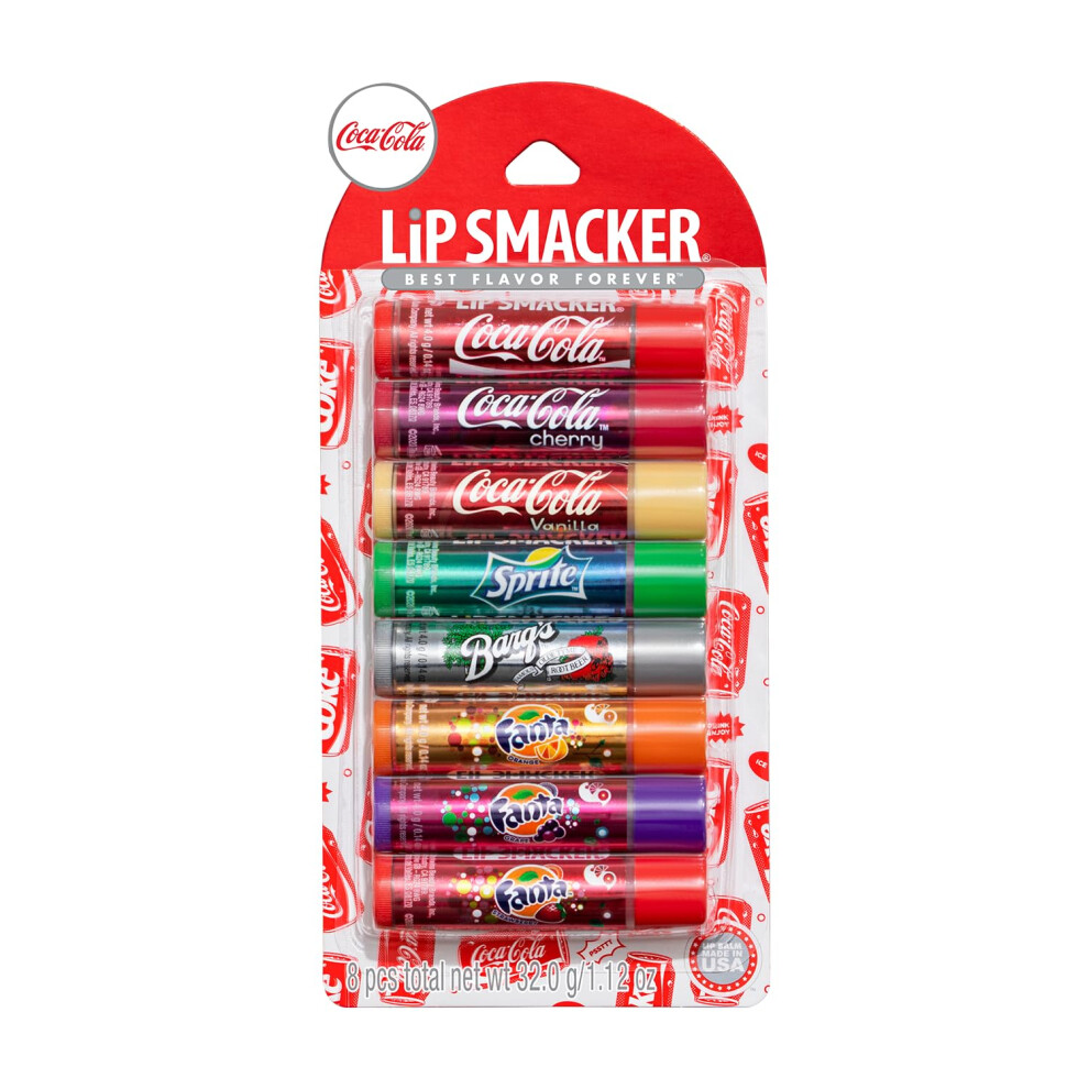 Photos - Lipstick & Lip Gloss Lip Smacker Coca-Cola Flavored Balm 8 Count Flavors Coke Cherry Vanilla Sprite Root Beer Orange Fanta Grape Strawberry Fanta 