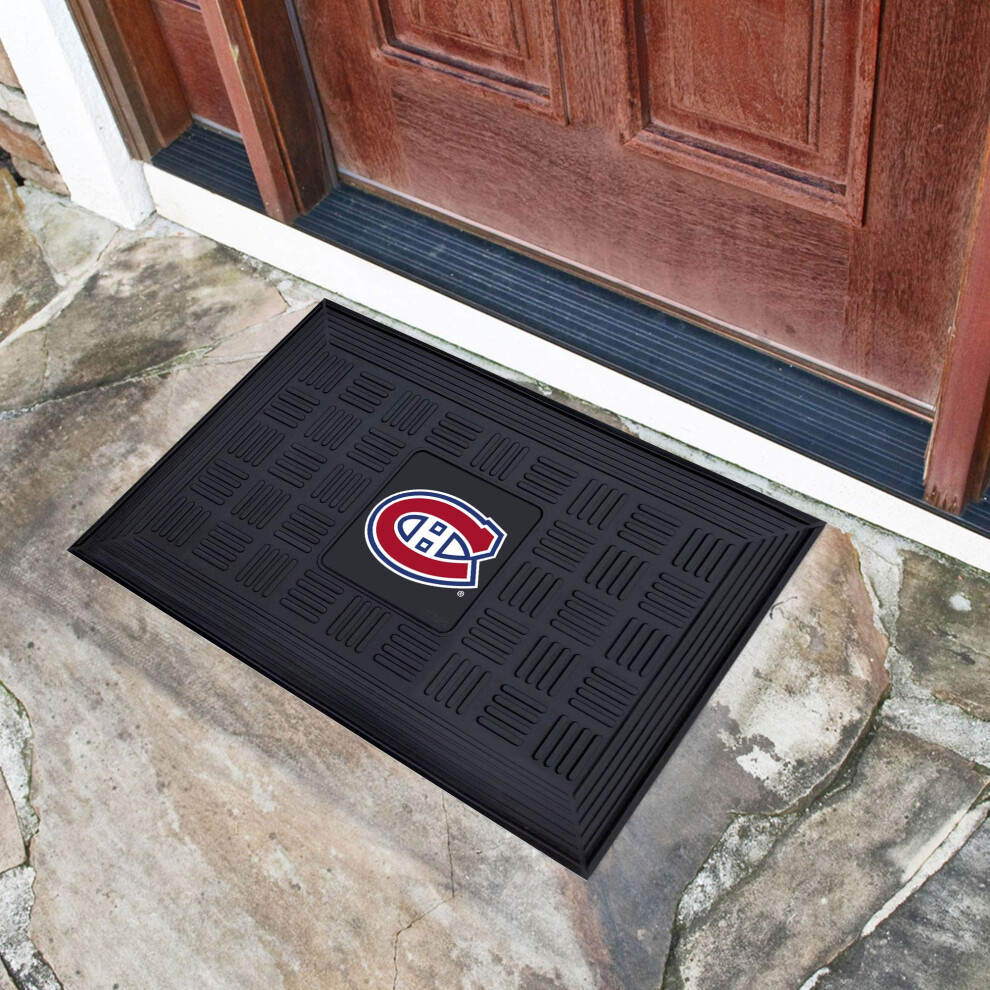 FANMATS 11471 Paillasson d'ext  rieur en vinyle robuste avec m  daillon des Canadiens de Montr  al - 19,5 po x 31 po