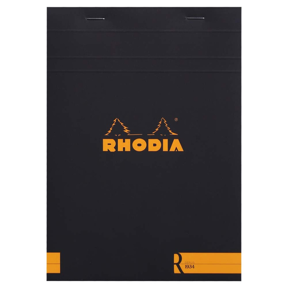 Rhodia 162012C ? Gehefteter Notizblock ?Le R? Nr. 16, Schwarz ? A5 ? Liniert ? 70 Heraustrennbare Blatter ? Elfenbeinfarbenes Clairefontaine-Papi-image