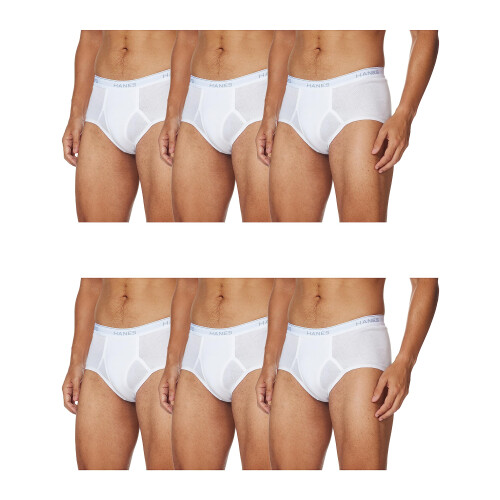 Hanes Ανδρικά 6-Pack FreshIQ Χωρίς Ετικέτα Βαμβακερά Σλιπ, Λευκό, Large