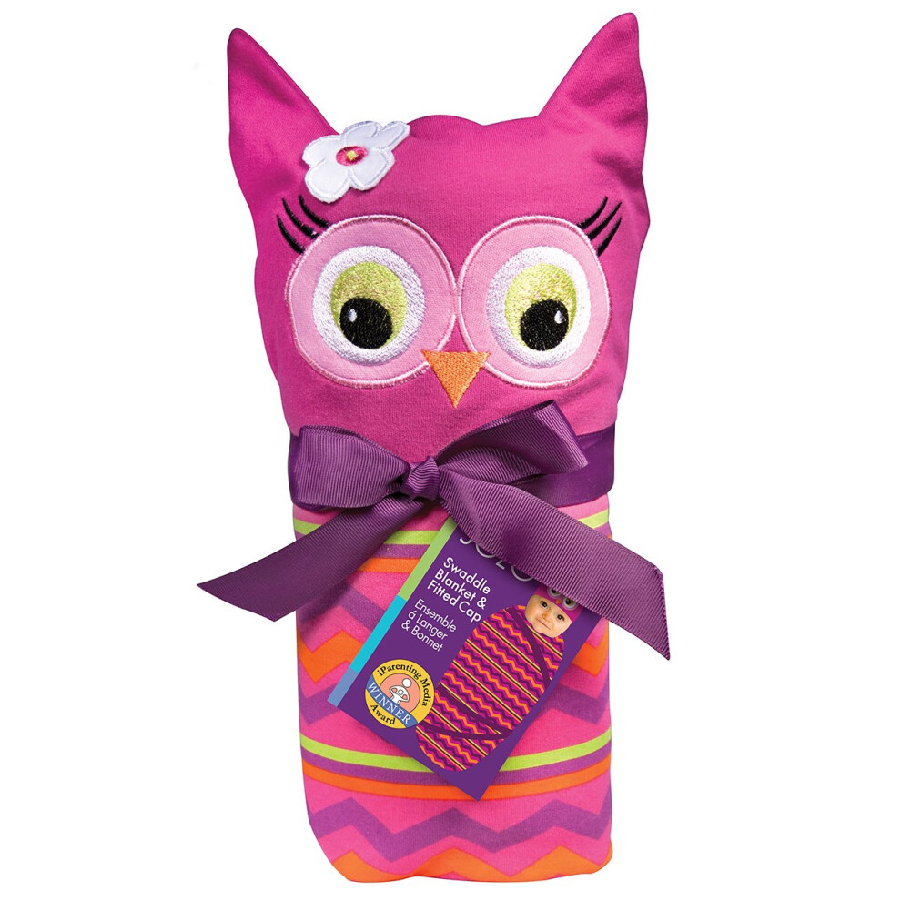 Ensemble couverture et bonnet d'emmaillotage Sozo Baby-girls pour nouveau-n   , motif hibou, rose/violet, taille unique