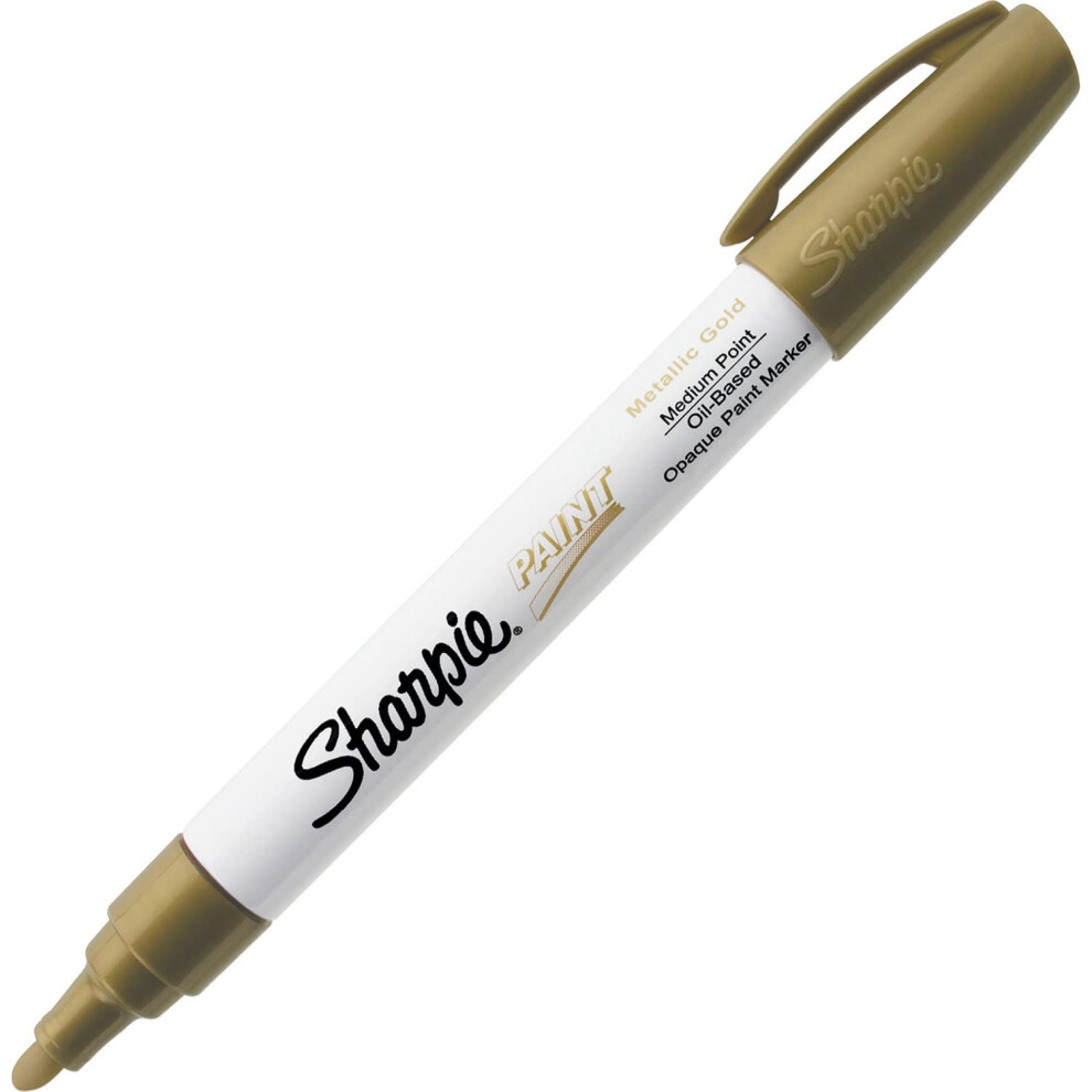 Sharpie Oil-Based Paint Marker, Medium Point, Metallic Gold, 1 Count - Great for Rock Painting
