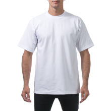 Pro Club Herren-T-Shirt aus schwerer Baumwolle mit kurzen rmeln und Rundhalsausschnitt, Wei, Gre XL