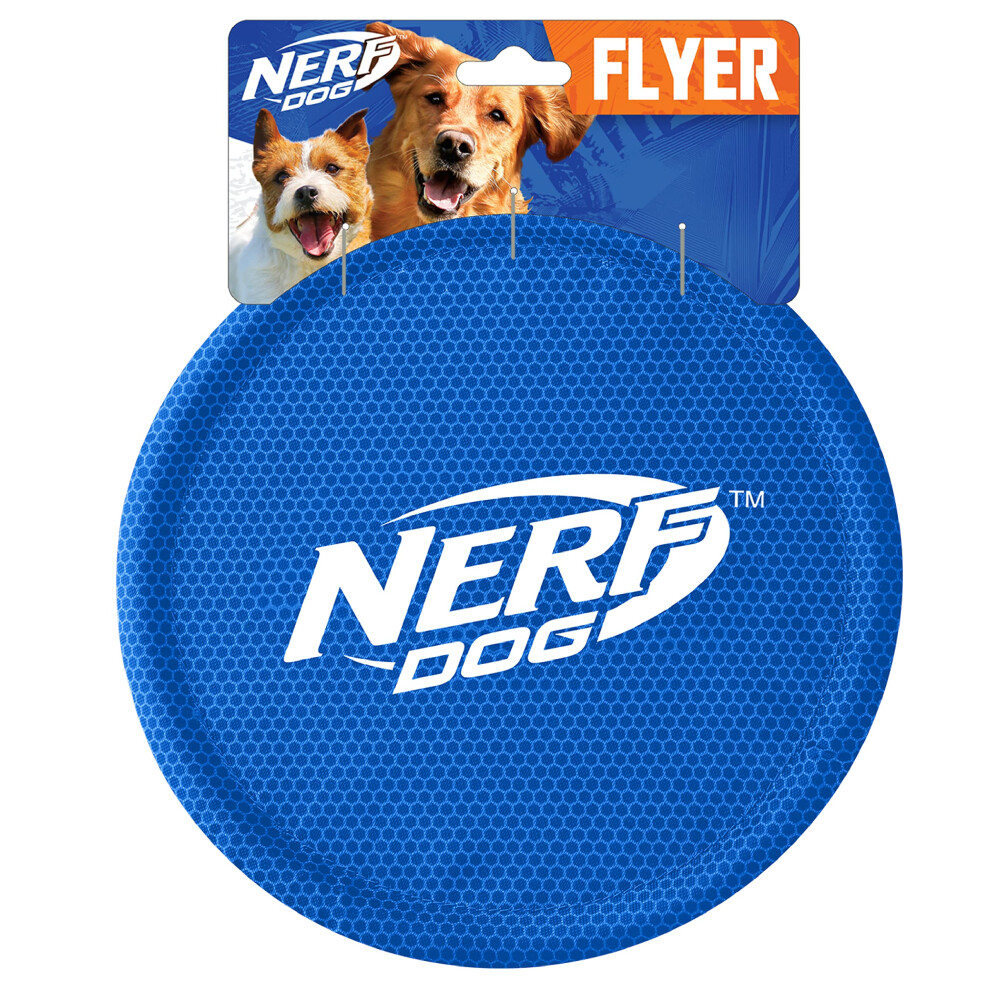 Nerf Dog Nylon Flyer Dog Toy  Flying Disc  Lightweight  Durable and Water Resistant  Great for Beach and Pool  9 inch Diameter  for Medium/Large Breed