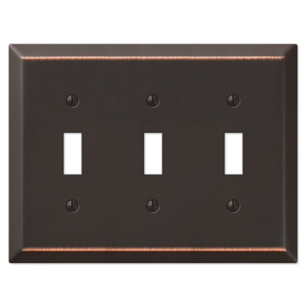 Amerelle 163Tttdb Traditional Steel Wallplate With 3 Aged Triple Toggle Oil Rubbed Bronze 018578010536