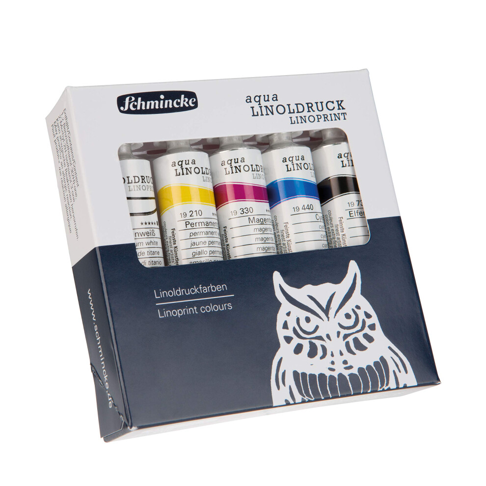 Schmincke Mehrfarbig Künstlerfarbe + Bastelfarbe, Linoldruckfarbe Set 5X20ml Grundfarben (20 Ml) - Image 4