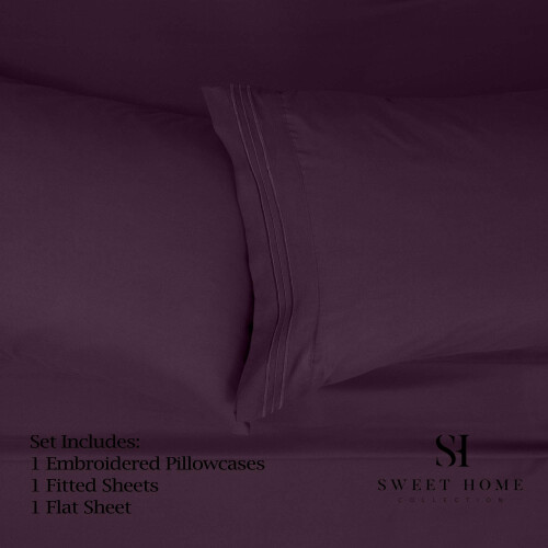 1500 Supreme Collection Twin Sheet Sets Purple 1