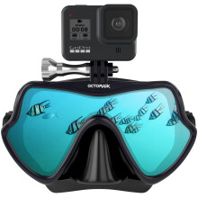 OCTOMASK     Rahmenlose Tauchmaske mit Halterung f  r alle GoPro Hero-Kameras zum Ger  tetauchen, Schnorcheln und Freitauchen (Schwarz)