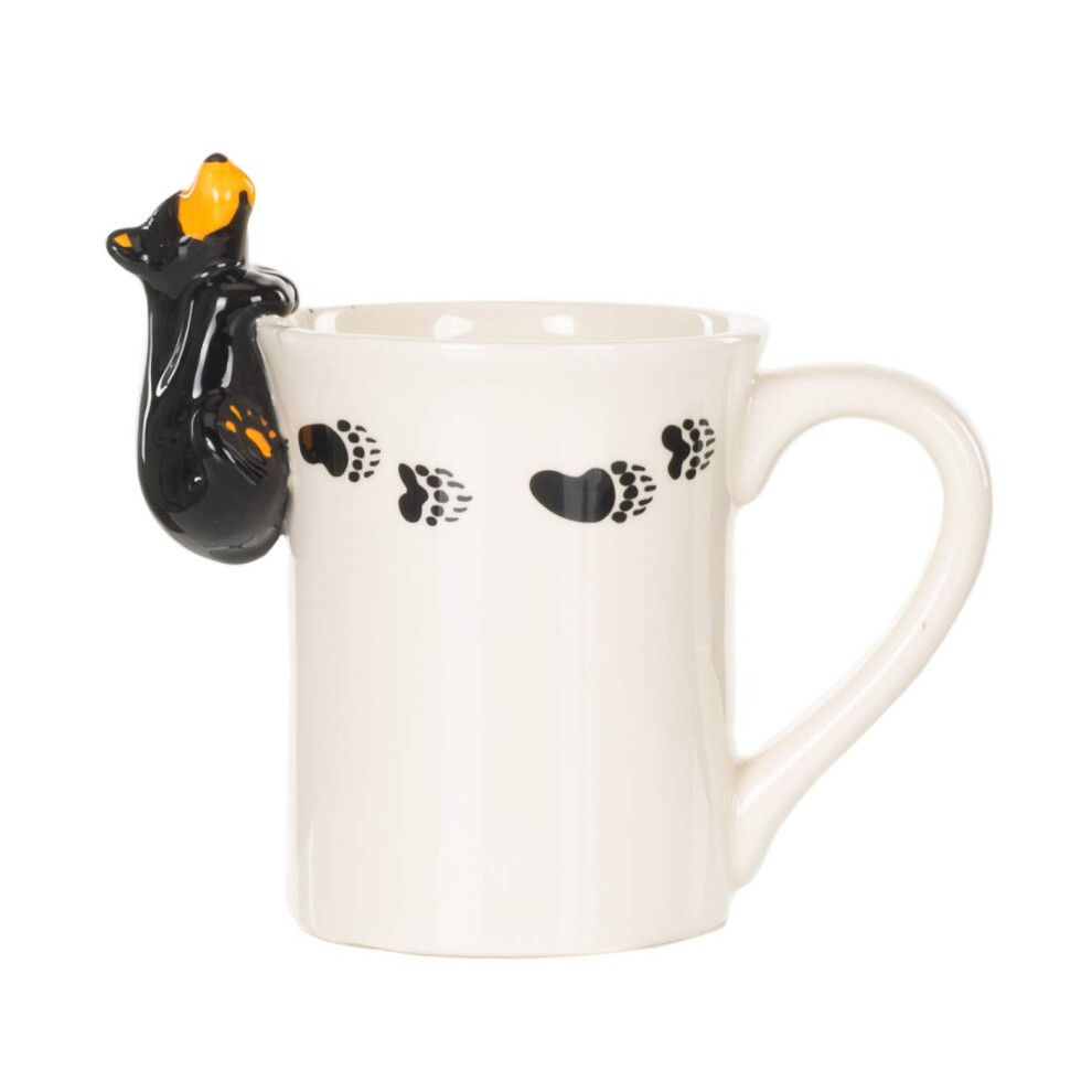 Demdaco B?R Figural Gl?Nzend Wei? Und Schwarz 12 Unzen Keramik Steingut Becher Mit Griff-image