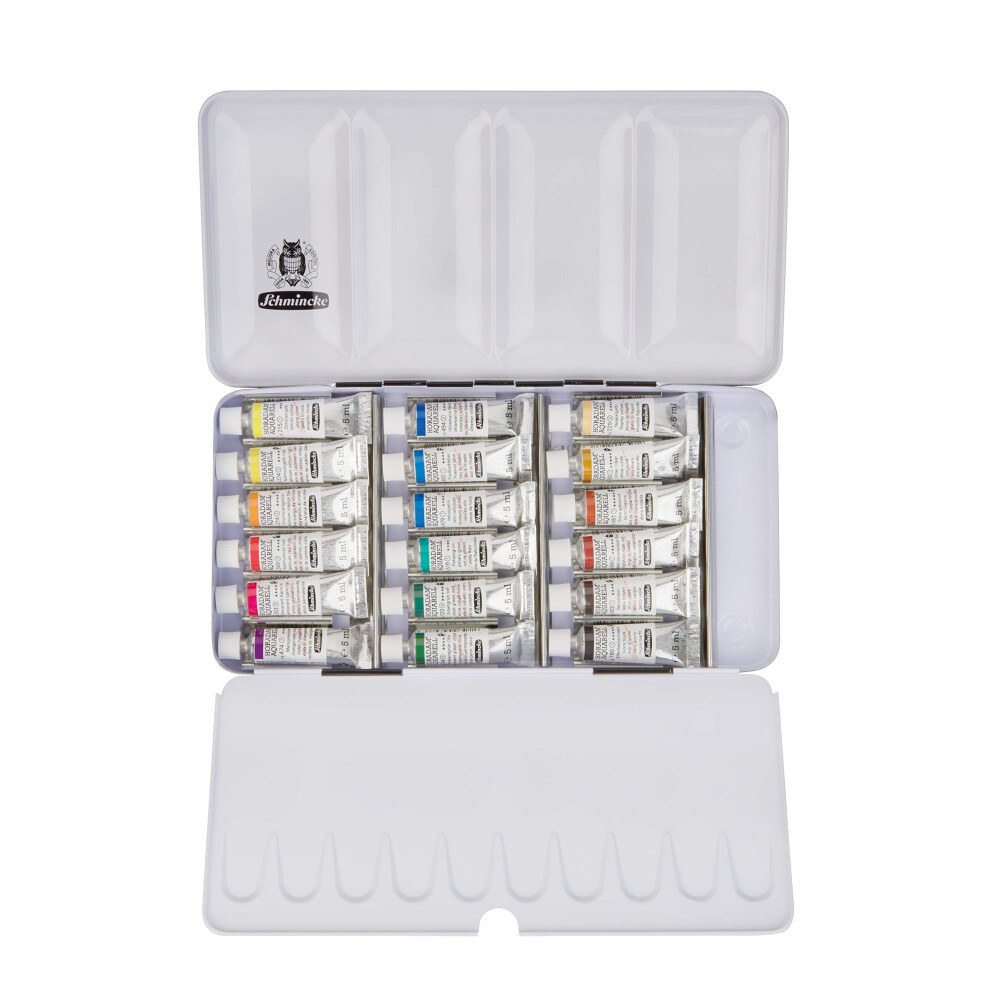 Schmincke - Scatola Di Colori Horadam® Aquarell, 18 Tubetti Da 5 Ml, 74118097, Scatola Di Metallo, Set Di Pittura, Acquarelli Sopraffini-image