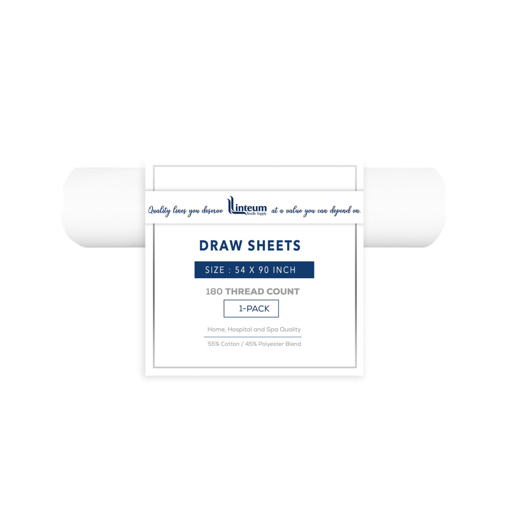 Drap-housse en percale Linteum Textile (1 paquet 91 x 203 x 23 cm, blanc) pour lit simple, 180 fils au pouce carr