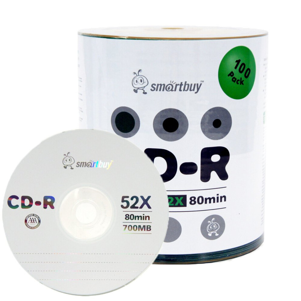 Smartbuy 100-disc 700mb/80min 52x CD-R Logo Top Blank Data Recordable Media Disc-image-OPC-PFT5P2B-NEW