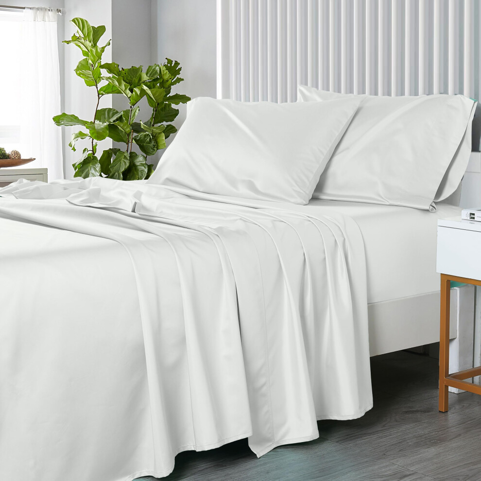 Parure de lit 4 pi   ces Royal Hotel Bedding, 100 % satin de coton, 600 fils, couleur unie, avec poche profonde