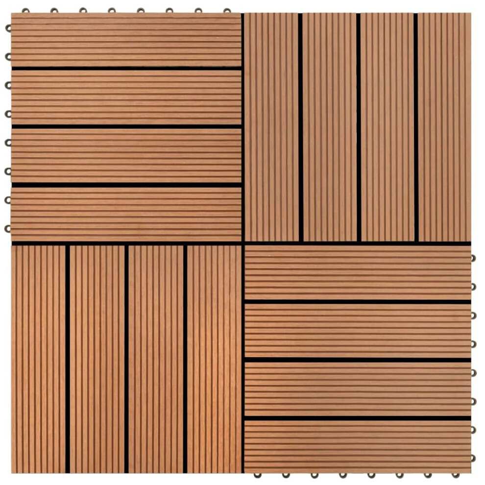 vidaXL Decking Tile 11 Pcs  Floor Tile for Patio Balcony Garden Bathroom Pool  Interlocking Flooring Tile for Spa  Outdoor Flooring  Brown
