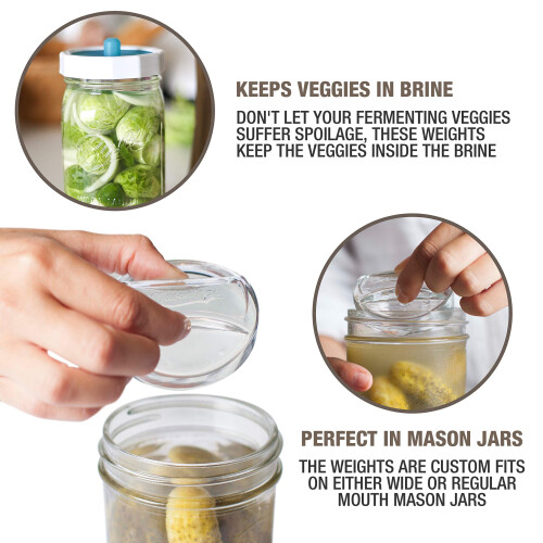 Masontops Pickle Pebble Γυάλινα Βάρη για Ζύμωση - Σετ Βάρος Πίκλινγκ - Μάσον Γυάρι Ζύμωσης 2