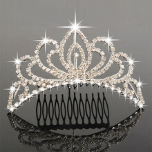 Bseash Mini 4,4"""" ezst kristly tiara korona fejpnt Princess elegns korona fsus tuvel noi lnyok eskvoi eskvoi bl szletsnapi partijhoz