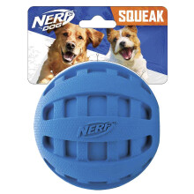 Giocattolo per cani Nerf Dog con palla di gomma e cigolio a scacchi, leggero, durevole e resistente all'acqua, diametro 4 pollici, per razze di t