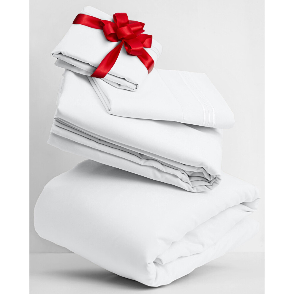 Mellanni Full Fishs Set - 4 PC Fis de litire de collection emblmatique et taies d'oreiller - Htel Luxury Extra Soft Recoding Fiches