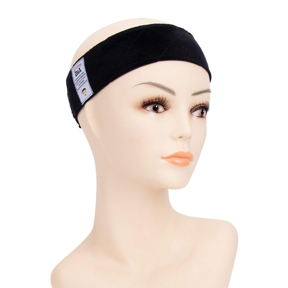GEX Beauty Bandeau de perruque en velours flexible pour cheveux - Bandeau de t?te r?glable - Noir profond